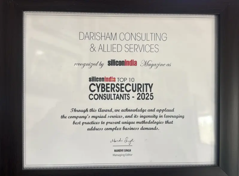 Darisham Consulting — SiliconIndia Recognition Certificate 2025